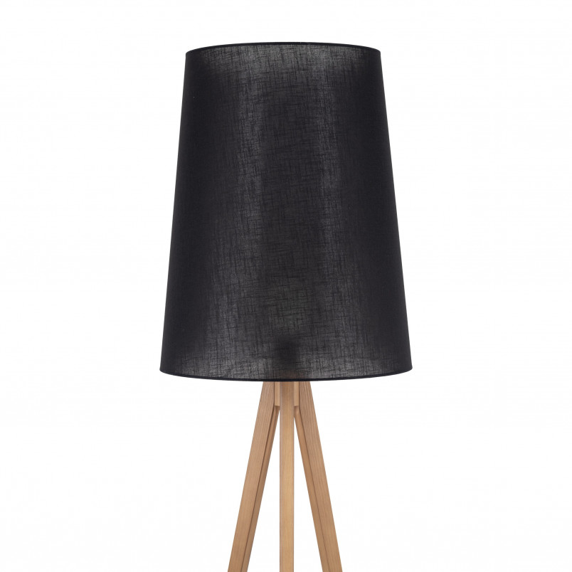 Lampa podłogowa czarna na trójnogu drewnianym | TK Lighting