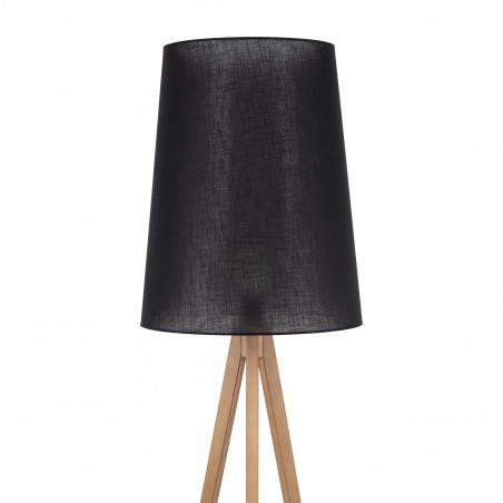 Lampa podłogowa czarna na trójnogu drewnianym | TK Lighting