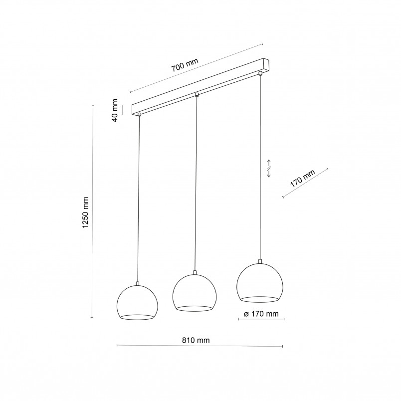Lampa wisząca Zoe czarna - TK Lighting | 81cm