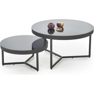 Stolik szklany okrągły Cosmo 60cm czarny | Halmar