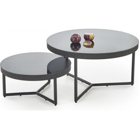 Stolik szklany okrągły Cosmo 60cm czarny | Halmar