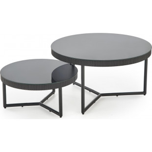 Stolik szklany okrągły Cosmo 60cm czarny | Halmar