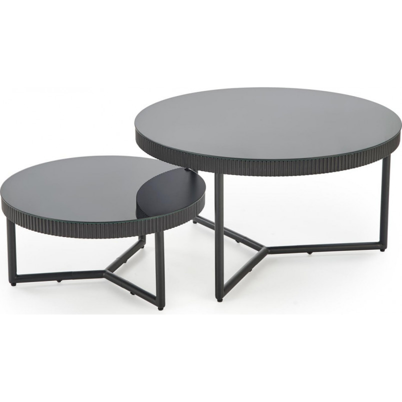 Stolik szklany okrągły Cosmo 60cm czarny | Halmar