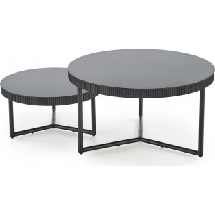 Stolik szklany okrągły Cosmo 60cm czarny | Halmar