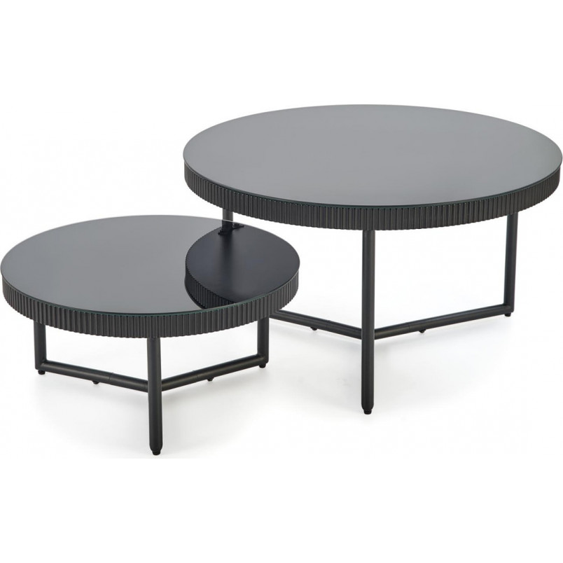 Stolik szklany okrągły Cosmo 60cm czarny | Halmar