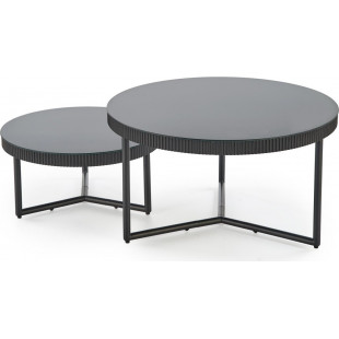 Stolik szklany okrągły Cosmo 80cm czarny Halmar - Sklep mebli
