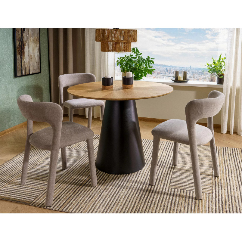Stół okrągły Angel 100cm dąb/czarny Signal - Elegancki design