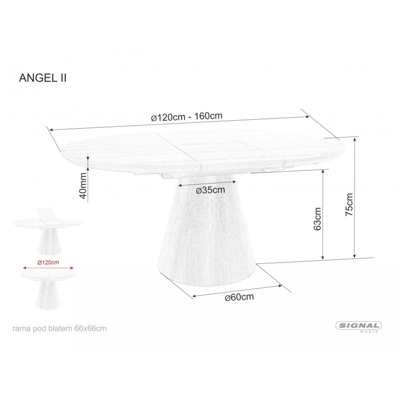 Stół okrągły rozkładany Angel II 120cm Signal - Meble Signal