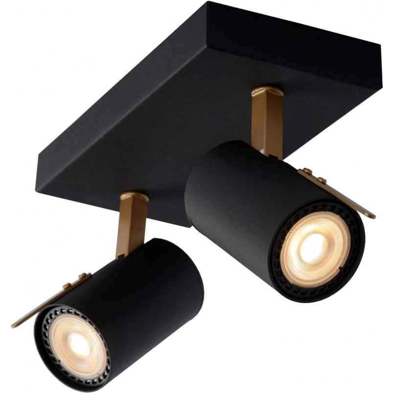 Reflektor sufitowy LED podwójny czarny Lucide | Oświetlenie