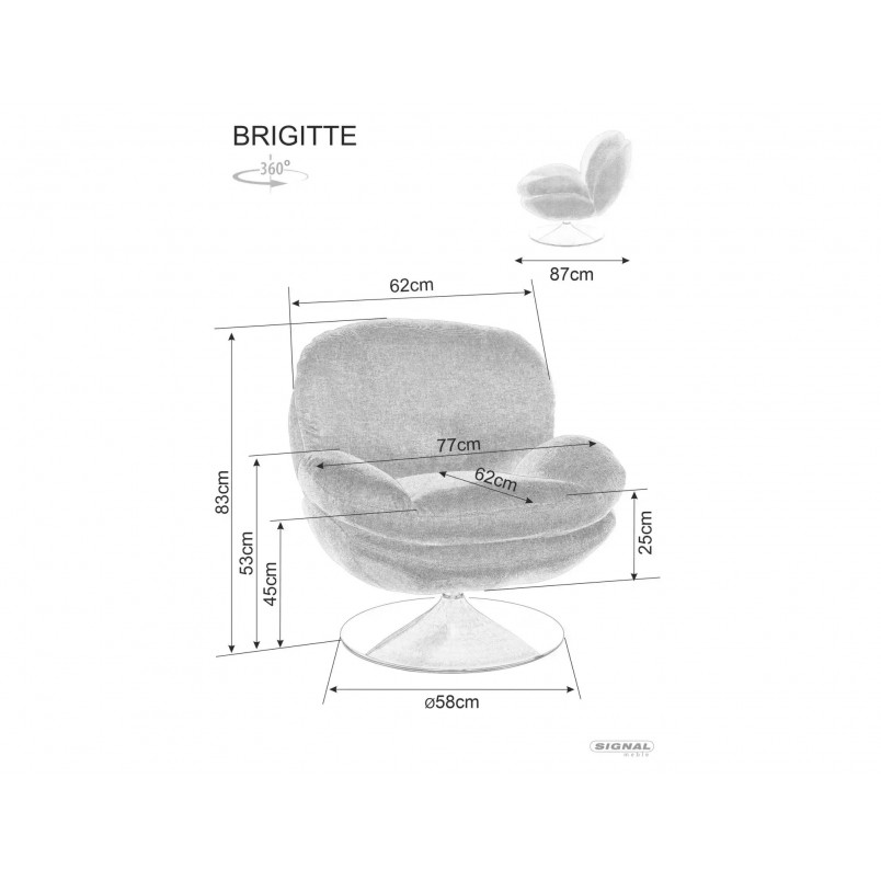 Fotel obrotowy Brigitte Signal | Ciemny szary | Komfort i styl