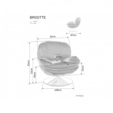 Fotel obrotowy Brigitte Signal | Ciemny szary | Komfort i styl
