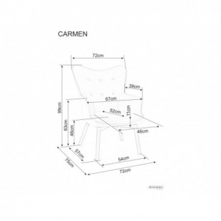 Fotel welurowy Carmen szary/czarny Signal - Komfort i styl