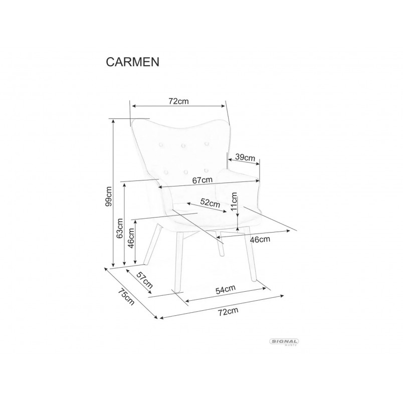 Fotel welurowy Carmen szary/czarny Signal - Komfort i styl