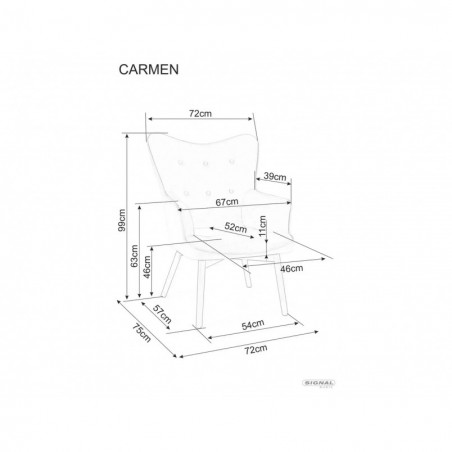 Fotel welurowy Carmen szary/czarny Signal - Komfort i styl
