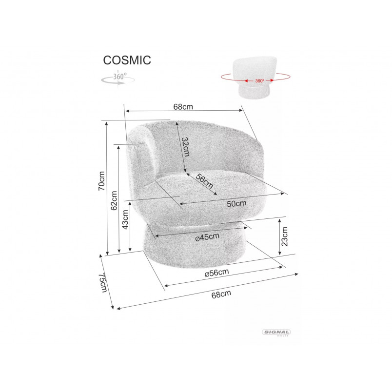 Fotel Cosmic Raven beżowy Signal - Komfortowy i obrotowy
