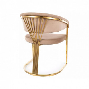 Krzesło Crown Velvet Signal: Beż, Złote Nogi | Elegancki Design