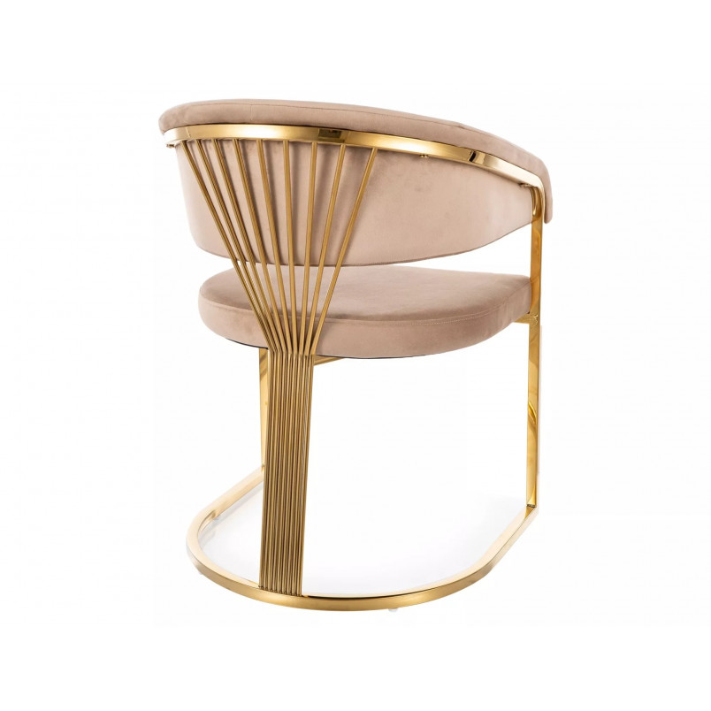 Krzesło Crown Velvet Signal: Beż, Złote Nogi | Elegancki Design