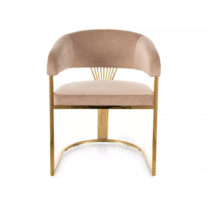 Krzesło Crown Velvet Signal: Beż, Złote Nogi | Elegancki Design