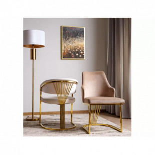 Krzesło Crown Velvet Signal: Beż, Złote Nogi | Elegancki Design