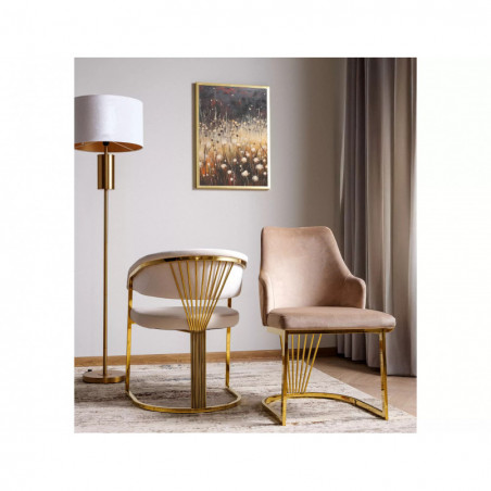 Krzesło Crown Velvet Signal: Beż, Złote Nogi | Elegancki Design