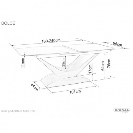 Stół rozkładany Dolce Signal | 180-240x95cm | Biały marmur
