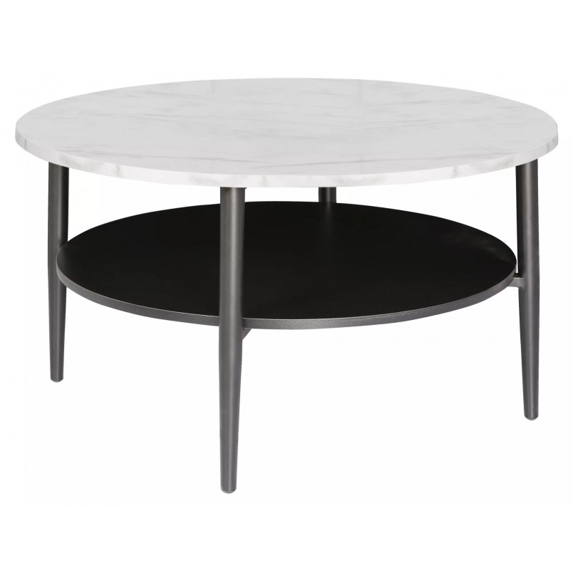 Stolik okrągły Ella 80cm biały/czarny Signal - Stylowy i funkcjonalny