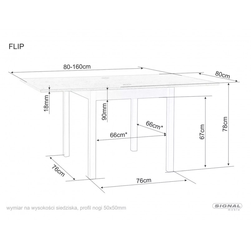 Stół rozkładany Signal Flip 80x80cm dąb - Elegancki design!