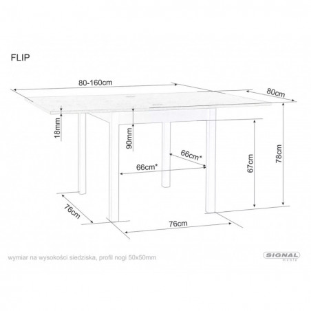 Stół rozkładany Signal Flip 80x80cm dąb - Elegancki design!