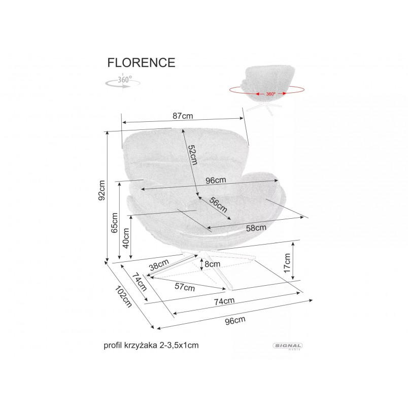 Fotel obrotowy Florence Raven | Signal - Komfort i styl
