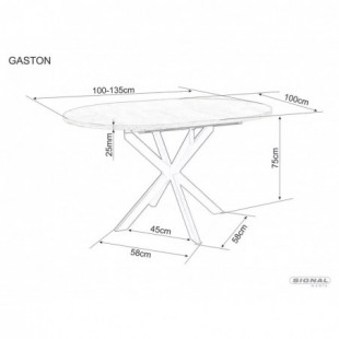Stół rozkładany Gaston Signal 100cm | Biały marmur, czarny stelaż