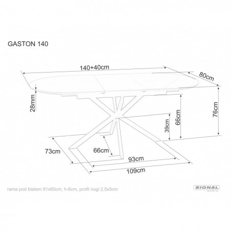 Stół rozkładany Gaston Signal | Owalny, ceramika, 140cm