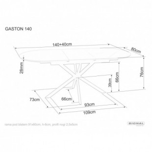 Stół rozkładany Signal Gaston: Elegancki design, ceramika, 140cm