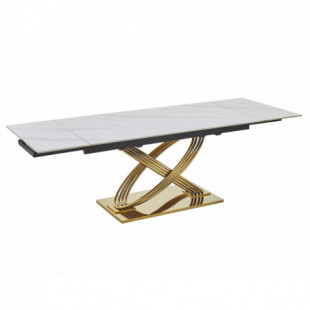 Stół rozkładany Signal Hermes | Biały marmur, złota podstawa | 160-240x90cm