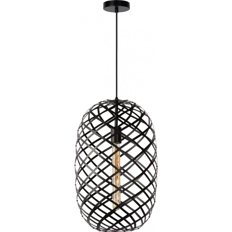 Lampa Wisząca Wolfram Czarna Lucide | Loftowa Owalna