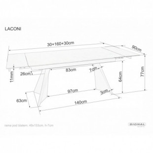Stół rozkładany Laconi Signal | Ceramika, 160-220x90cm