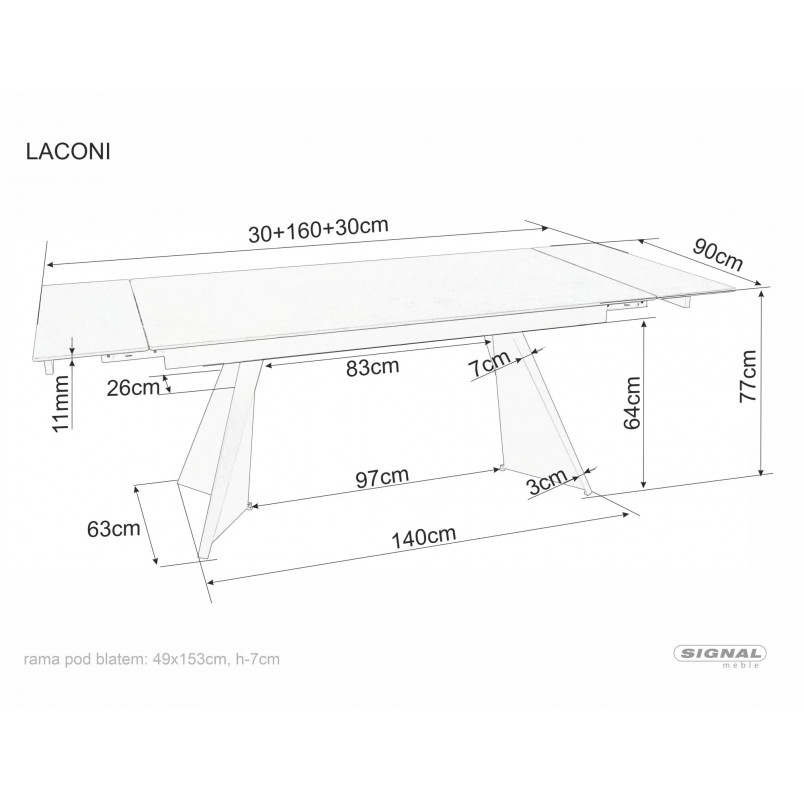 Stół rozkładany Laconi Signal | Ceramika, 160-220x90cm