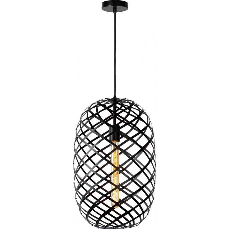 Lampa Wisząca Wolfram Czarna Lucide | Loftowa Owalna