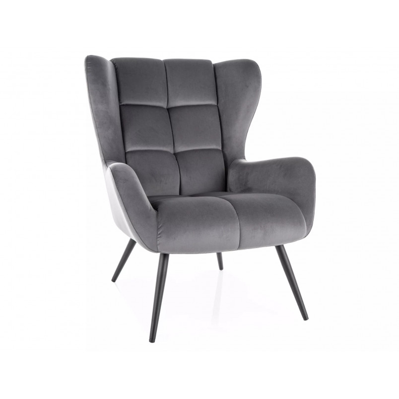 Fotel welurowy Louis szary Signal | Komfort i elegancja