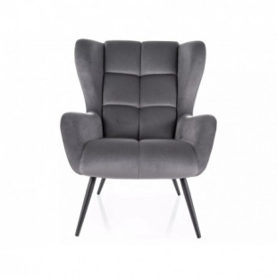 Fotel welurowy Louis szary Signal | Komfort i elegancja