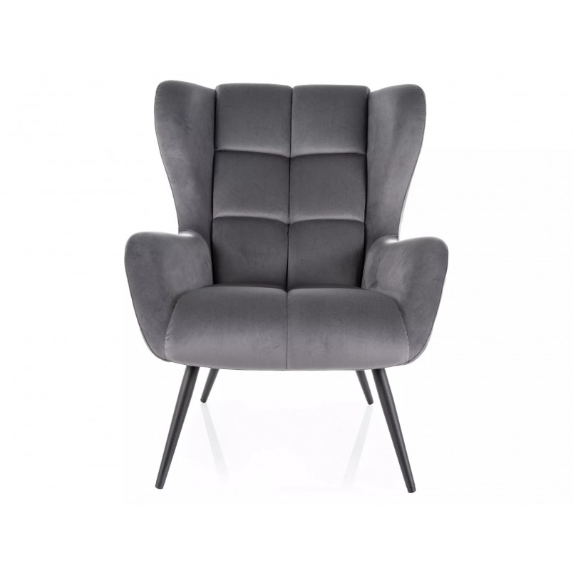 Fotel welurowy Louis szary Signal | Komfort i elegancja