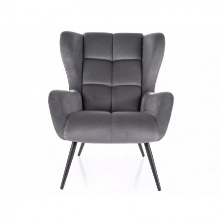 Fotel welurowy Louis szary Signal | Komfort i elegancja