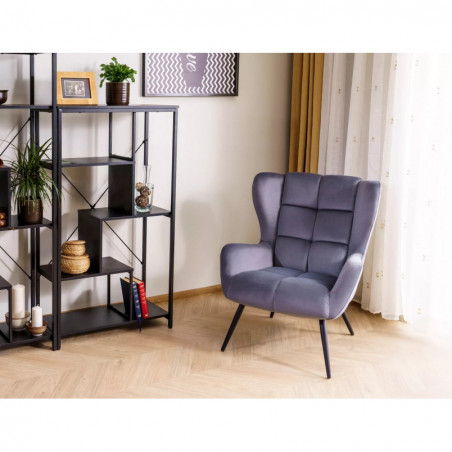 Fotel welurowy Louis szary Signal | Komfort i elegancja