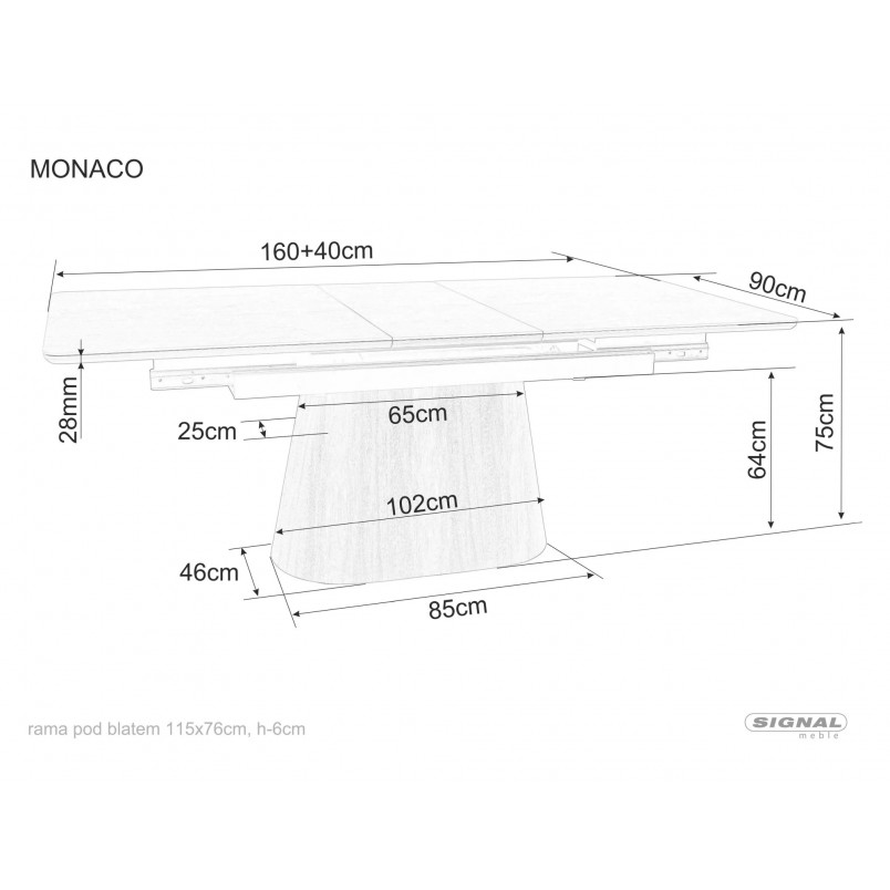 Stół rozkładany Monaco Signal | 160-200x90cm | Beż Travertine