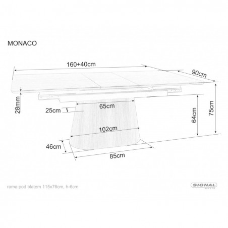 Stół rozkładany Monaco Signal | 160-200x90cm | Beż Travertine