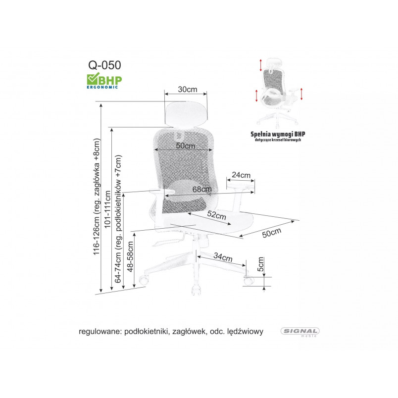 Fotel biurowy ergonomiczny Signal Q-050 czarny - Komfort i zdrowie