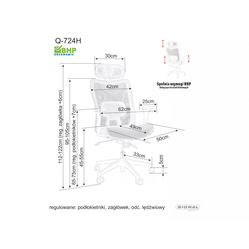 Fotel Ergonomiczny Q-724 Szary Signal - Komfort i Zdrowie