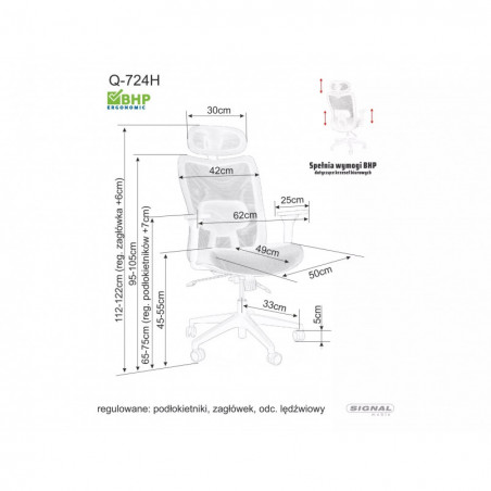 Fotel Ergonomiczny Q-724 Szary Signal - Komfort i Zdrowie