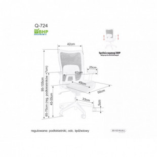 Fotel ergonomiczny Q-724 szary Signal - Komfort i ergonomia