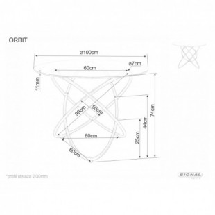 Stół szklany okrągły Orbit 100cm Signal - Elegancki Design