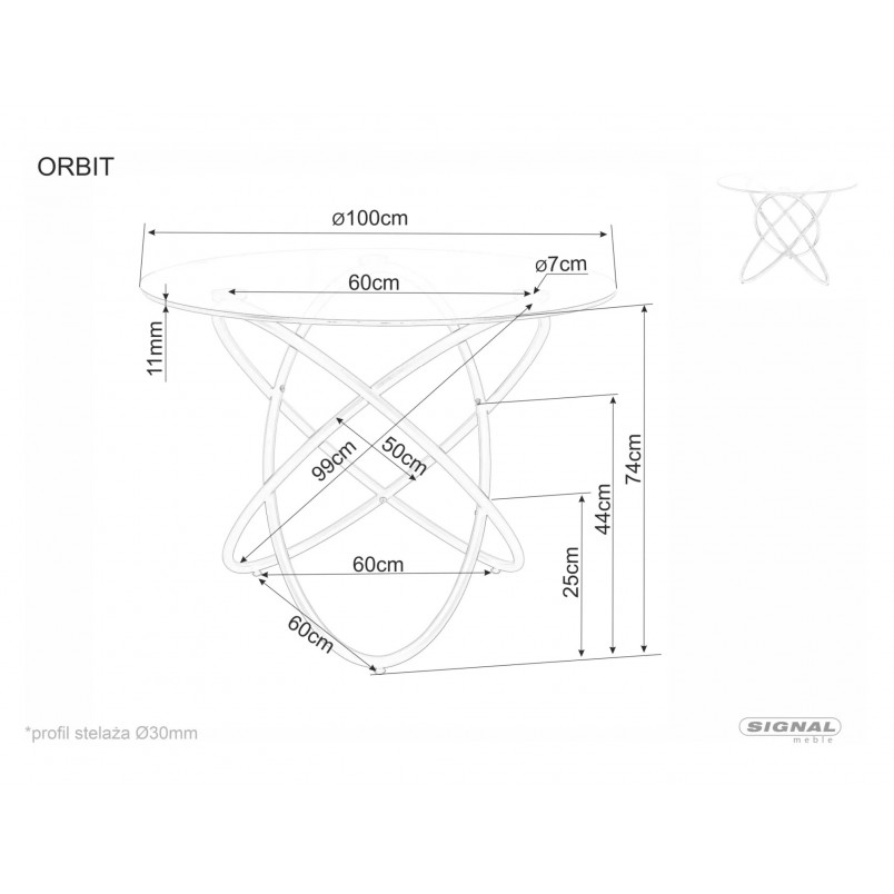 Stół szklany okrągły Orbit 100cm Signal - Elegancki Design